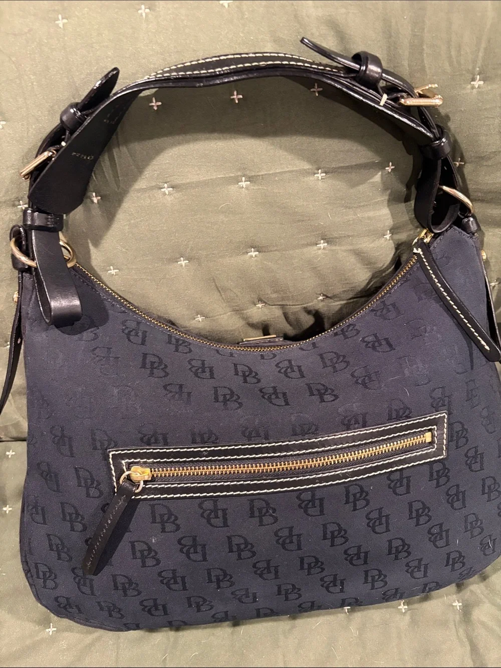 Dooney & Bourke Black Logo Hobo with Gold Hardware. Excellent condition!